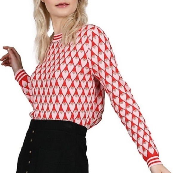 Molly Bracken Sweaters - Molly Bracken Lili Sidonio Pink, Red, and Gold Heart Sweater - Women’s XS